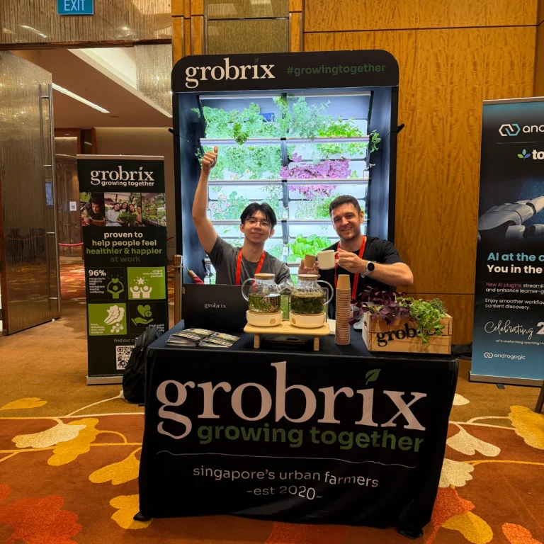 Joey & Liam at Future of Work Event with a herbal tea booth