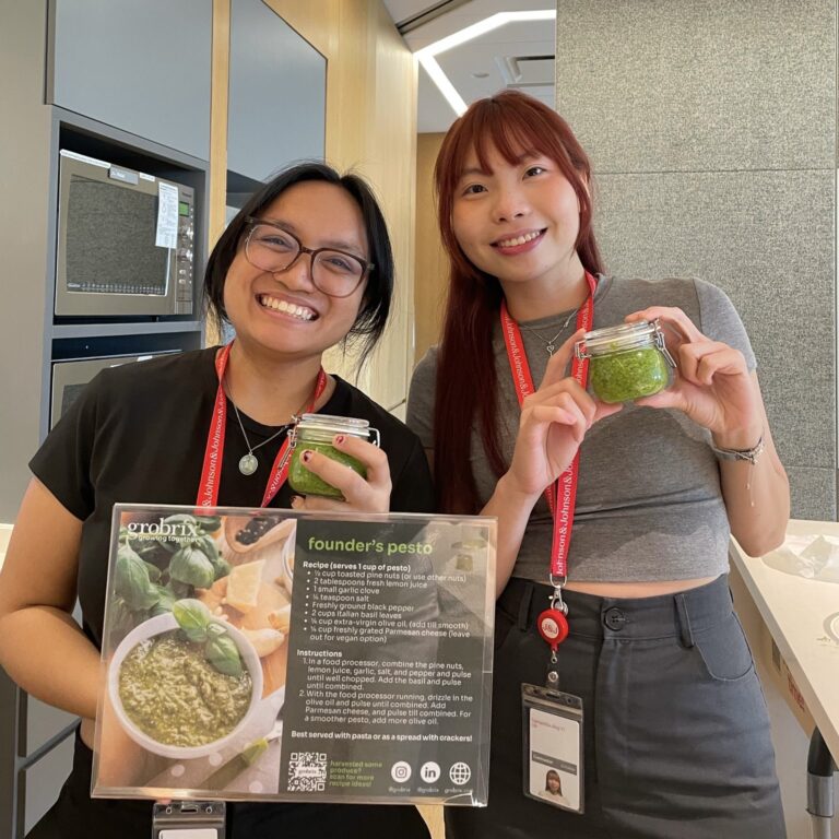 Pesto making workshop with the team at Johnson and Johnson